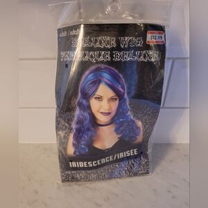 Halloween Wig black, purple and blue